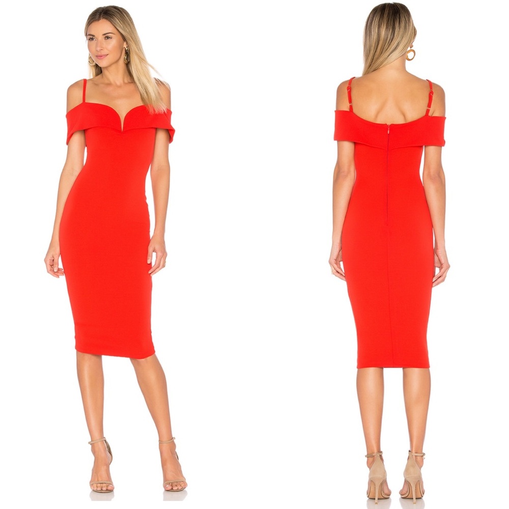 Nookie Scarlet Off-Shoulder Midi Dress